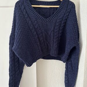 Altar'd State Deep Blue V-Neck Sweater
